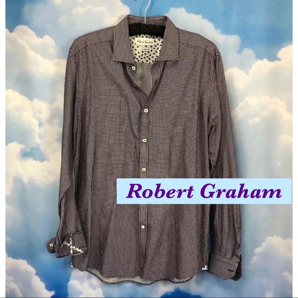 ‼️ SOLD ‼️ Robert Graham Mens Shirt Purple Contrast 17.5